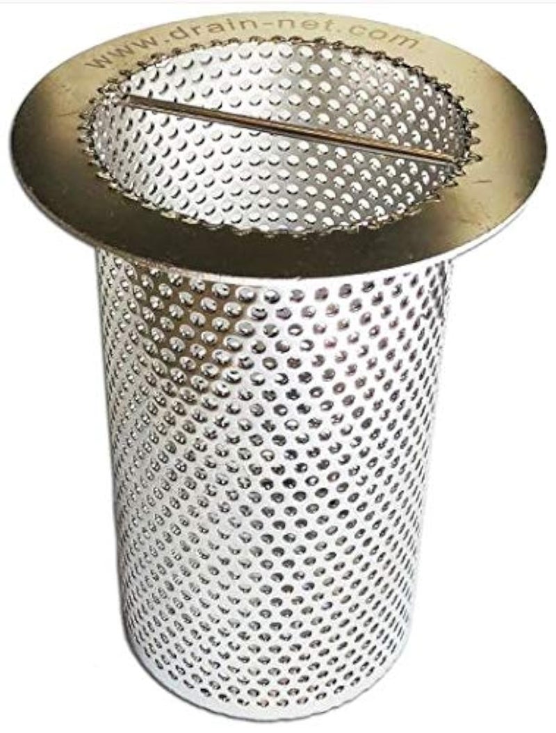 Drain-Net 4" Commercial Floor Drain Strainer, 6" Tall, Perforated Stainless Steel - Image 1